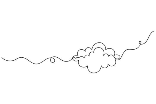 Elegant one line cloud drawing in simple minimal continuous style vector