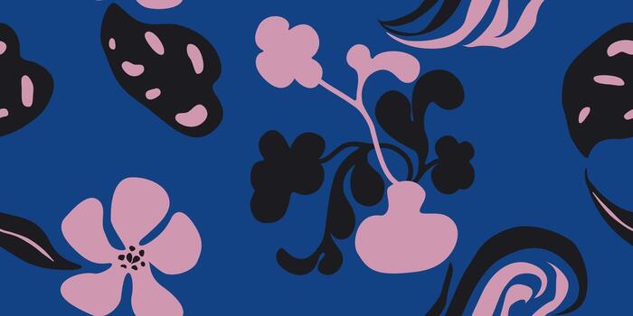 Funky floral abstract seamless pattern playful bold retro surface print design. vector