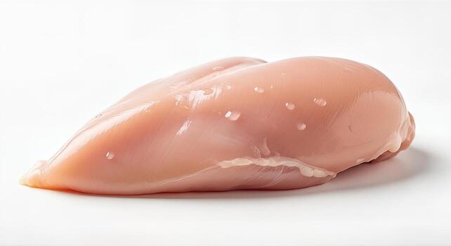 Fresh Raw Chicken Breast Fillet with Water Droplets on White Background Healthy Protein Source photo