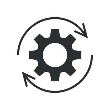 Gear Cogwheel with Circular Arrows Rotating Process on Transparent Background Illustration vector