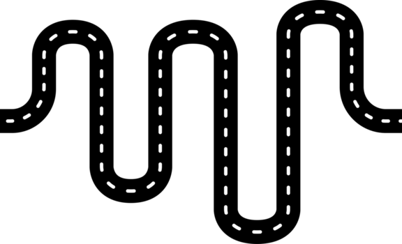 lindning väg illustration en grafisk element av en stiliserade väg med kurvor och streckad rader, perfekt för visuell design projekt png