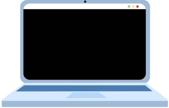 pulcro moderno ligero azul ordenador portátil ilustración con blanco pantalla para personalizado contenido monitor minimalista digital dispositivo gráfico representando tecnología, conectividad, y en línea comunicación png