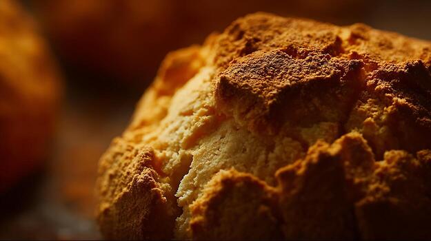 Scrumptious Scone Texture Close Up with Warm Lighting for Baking Videos photo