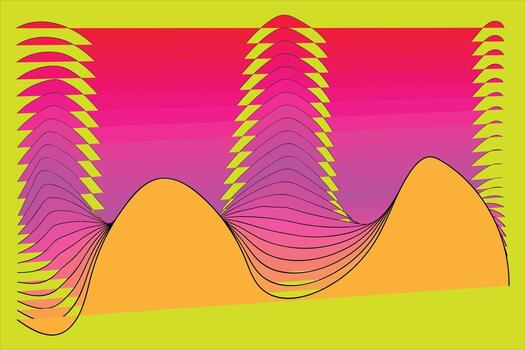Vibrant Abstract Art Layered Curves Dance Across a Gradient Background in a Playful, Energetic Composition vector