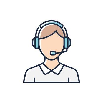 apoyo agente con auriculares icono vector