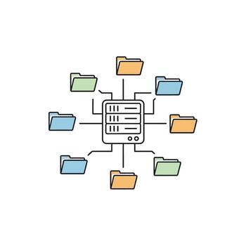 Server Connected to File Folders Icon vector