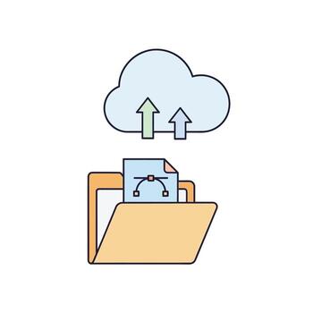 Cloud Upload Folder and Design File Icon vector