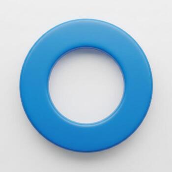 Blue circular object with a hole in the middle, simple design photo
