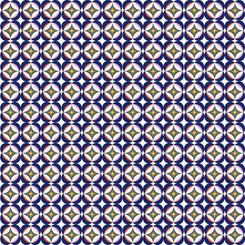 Seamless pattern with circles and four-pointed star used for textiles, such as fabric or scarves, and for wallpaper. vector