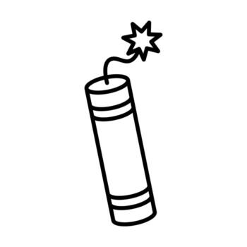 Dynamite Line Icon - Explosive Stick Symbol, Danger and Detonation Outline Icon. vector