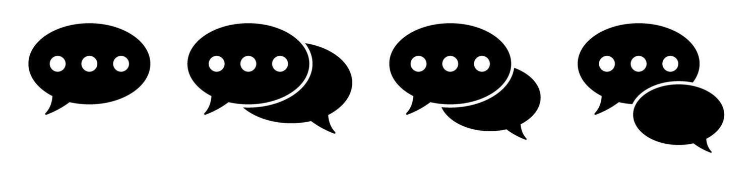 Chat and Talk Icon Set - Solid Speech Bubble Symbols, Communication and Messaging Icons vector