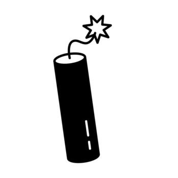 Dynamite Icon, Dynamite with Burning Fuse Icon, Explosion Symbol. vector