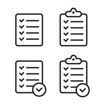Checklist Line Icon. Clipboard with Checkmark Icon Set. vector