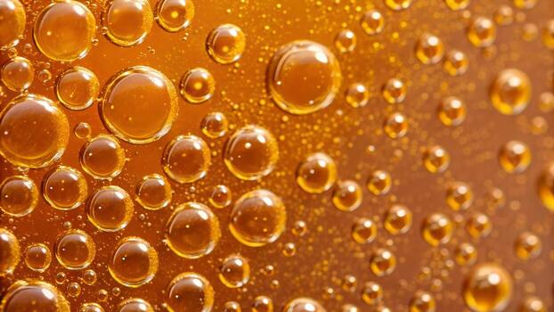 Abstract Amber Bubbles Macro Background With Soft Light And Bokeh Effect photo