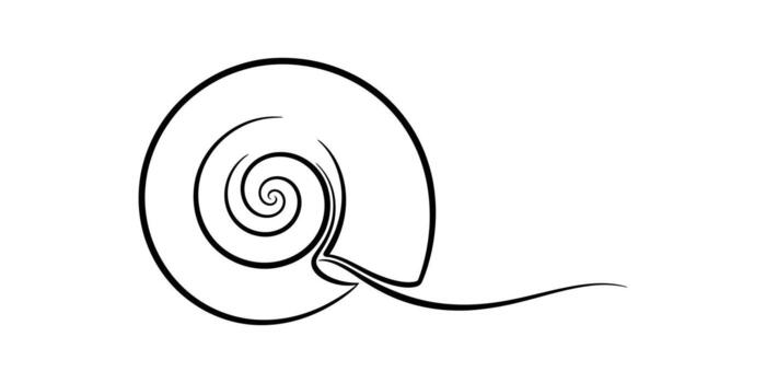 Simple swirl line art drawing of a snail shell vector