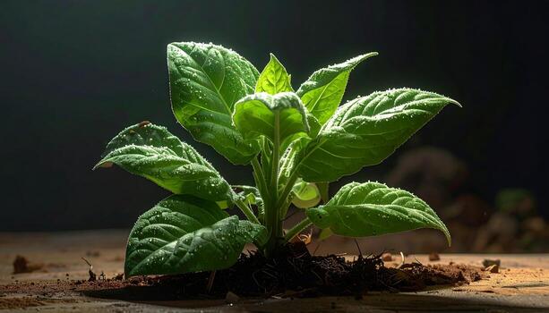 Vibrant Nicotiana Glauca plant thrives in natural sunlight, showcasing its unique green foliage. photo