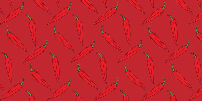 Vibrant Red Chili Pepper Pattern - A Seamless, Repeating Design for Culinary and Decorative Applications vector