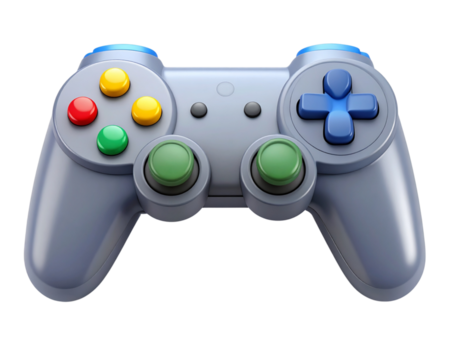 Modern 3D illustration of a wireless game controller or gamepad for console gaming and digital entertainment, isolated on a transparent background png