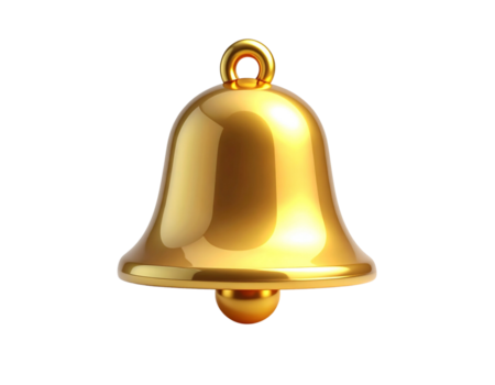 realistisk 3d gyllene underrättelse klocka ikon med en skinande metallisk Avsluta, isolerat på en transparent bakgrund för webb och app varningar png