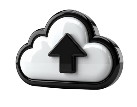 modern 3d wolk icoon met een naar boven pijl, vertegenwoordigen beveiligen gegevens uploaden, digitaal overdracht, en online opslag. sleutel voor technologie en internet Diensten png