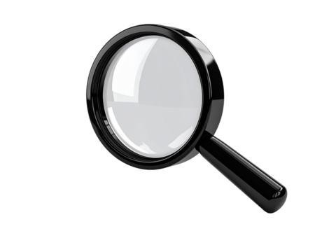 un pulcro 3d prestados negro aumentador vaso, simbolizando digital buscar, detallado análisis, y preciso investigación, ideal para visualizante conceptos de descubrimiento y información exploración png