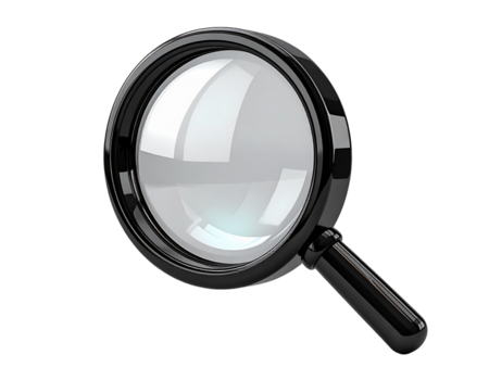 ein Fachmann 3d machen von ein glänzend Vergrößerung Glas mit ein glatt schwarz Rahmen und handhaben, Darstellen das wesentlich Konzepte von suchen, Fokus, und detailliert Ermittlung png