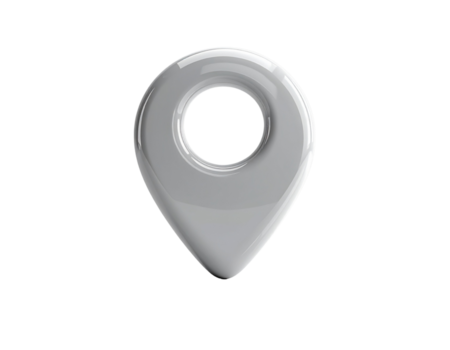 brilhante cinzento 3d localização PIN para GPS navegação. mapa marcador, destino ponteiro, ou endereço símbolo com uma lustroso terminar isolado em uma transparente fundo png