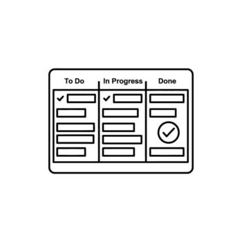 Agile Kanban Board Icon, Project Management To Do In Progress Done Checklist Workflow Tasks Outline Style vector