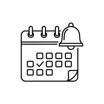 Calendar Notification Reminder Bell Checkmark Deadline Appointment Schedule Event Date vector