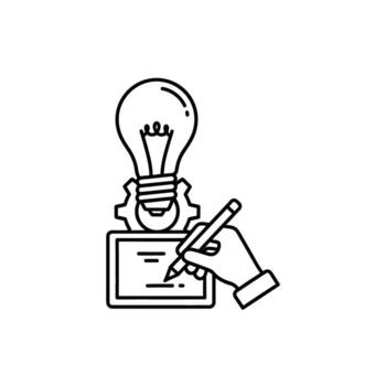 Brainstorming Creative Idea Generation with Lightbulb Gear Hand Writing Notes Design vector