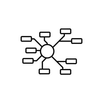 Mind Map Icon, Brainstorming Idea Concept Connection Thinking Strategy Structure Knowledge Outline Style vector