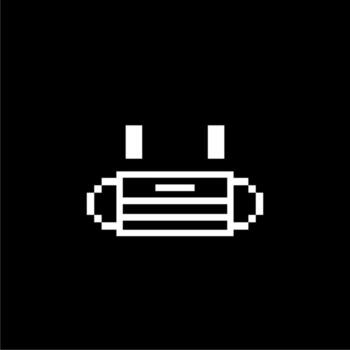 Simple Face Wear Mask Illustration, Pixel Style, Can use for Logo Gram, Apps, Pictogram, Icon, Symbol, or Graphic Design Element. Size Editable vector