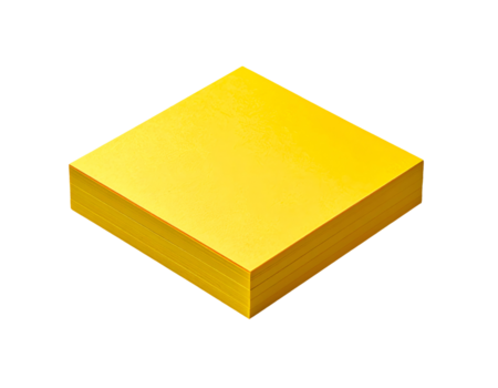 apilar de amarillo pegajoso notas cuadrado memorándum almohadilla con limpiar bordes y suave papel superficie, perspectiva ver en aislado antecedentes png