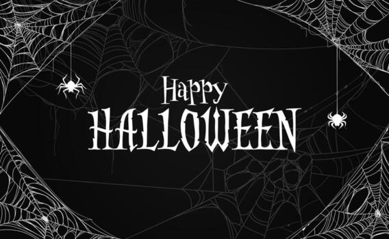 Happy Halloween banner with spiderweb cobweb vector