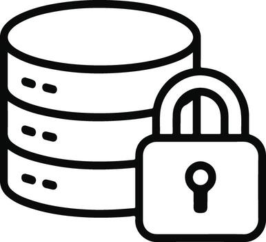 Database lock icon with padlock and servers security vector