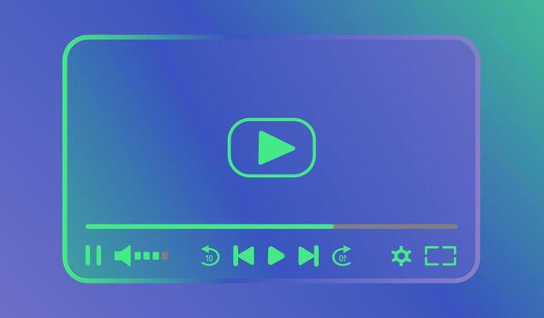 Gradient media player UI featuring slim progress bar and stylish icons. Modern and eye-catching design for apps, multimedia platforms, and web templates. vector
