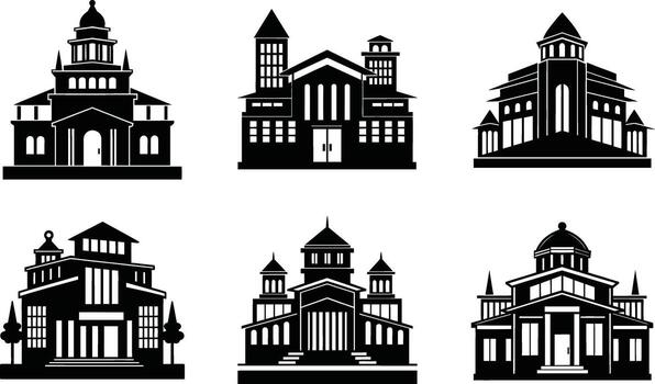 Six Building Icons architecture symbol vector