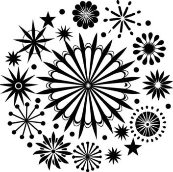 Dynamic firework silhouette graphic elements vector