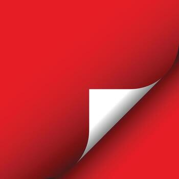 Curled edge corner page with shadow on red background vector