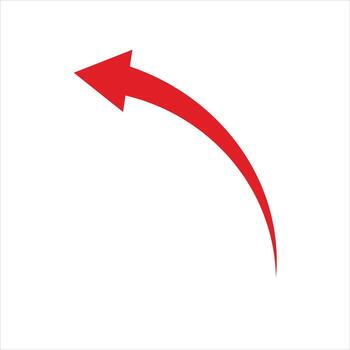 Illustration of red curved arrow pointing to the left vector