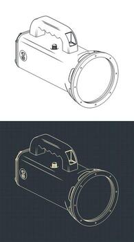 Work LED handheld rechargeable torch isometric drawings vector