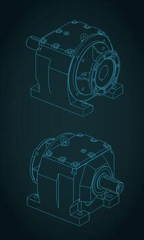 helicoidal caja de cambios isométrico planos vector