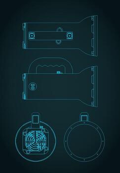 Work LED handheld rechargeable torch blueprints vector