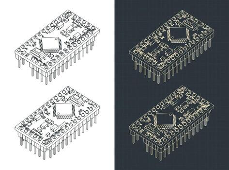arduino Pro mini isométrica dibujos vector