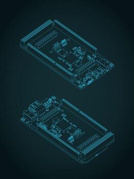 Arduino giga r1 wifi isometric blueprints vector