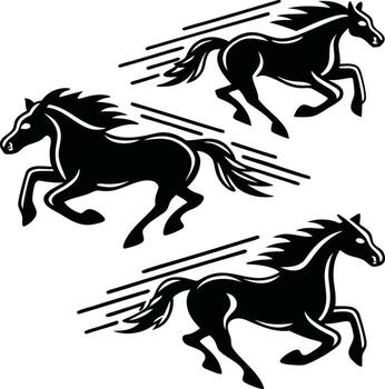 Dynamic silhouette of a running horse in motion vector