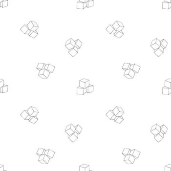 Seamless pattern of baby toys. Outline pyramid of cubes. Cute repeated background with Stack of constructor blocks. Hand drawn ink illustration for fabric, baby textile, wallpaper, packaging vector