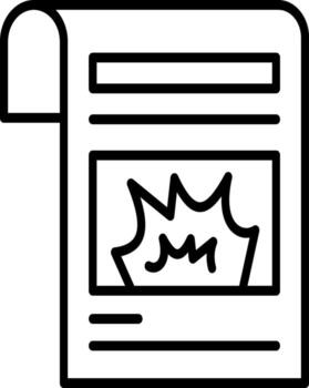 un icono de un oficial documento o Noticias reporte página presentando un explotando línea, representando el concepto de información y eventos. vector