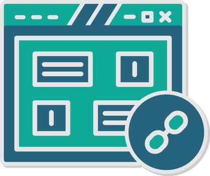 Hyperlinked Web Page Link Glyph Dual Tone Sticker vector