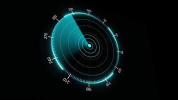 rör på sig navigering 3d radar skärm visning cirkulär skanna animering isolerat på svart bakgrund video